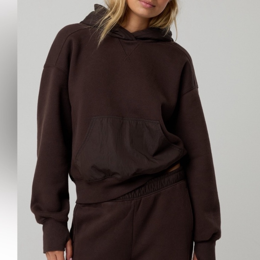 Aerie Cloud Fleece Nylon Hoodie Sweatshirt Size Medium, NWT